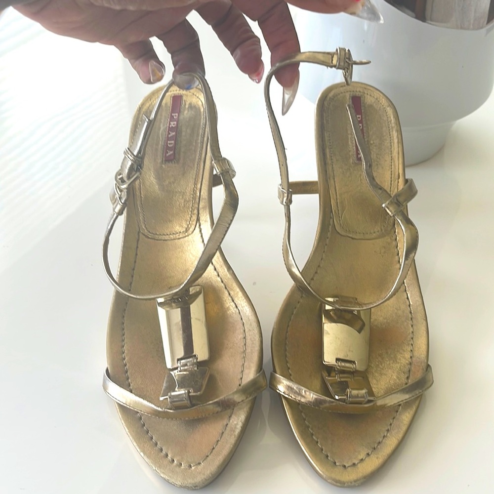 Prada gold sandal
